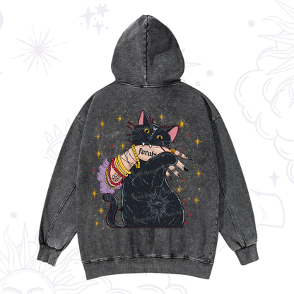 Purplehecate Feral Cat Washed Hoodie
