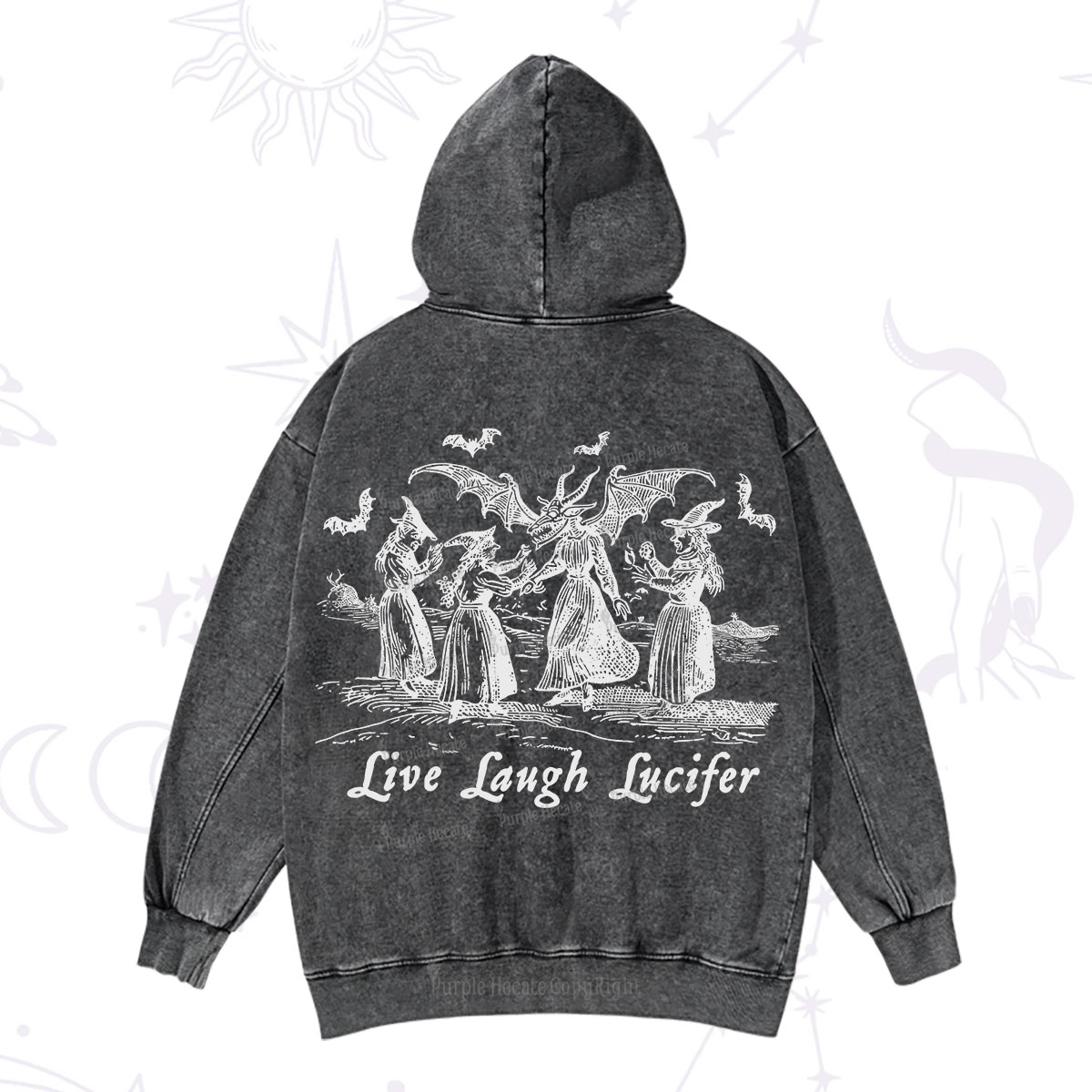 Purplehecate Live Laugh Lucifer Occult Washed Hoodie