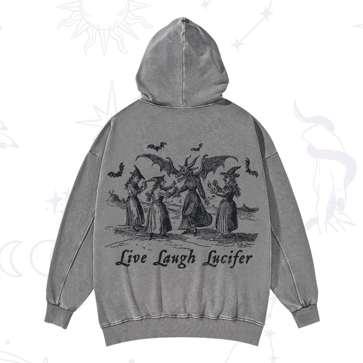 Purplehecate Live Laugh Lucifer Occult Washed Hoodie