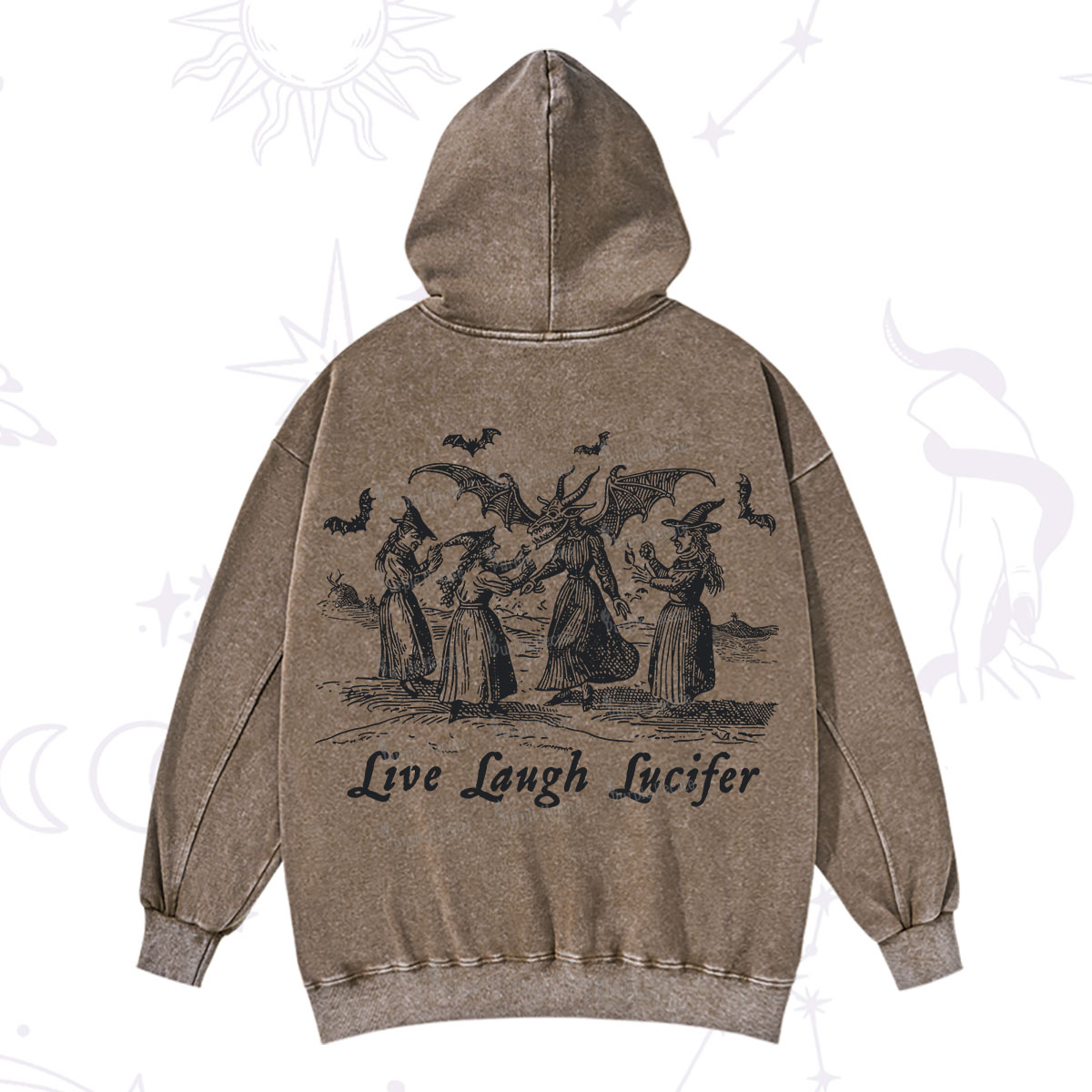 Purplehecate Live Laugh Lucifer Occult Washed Hoodie