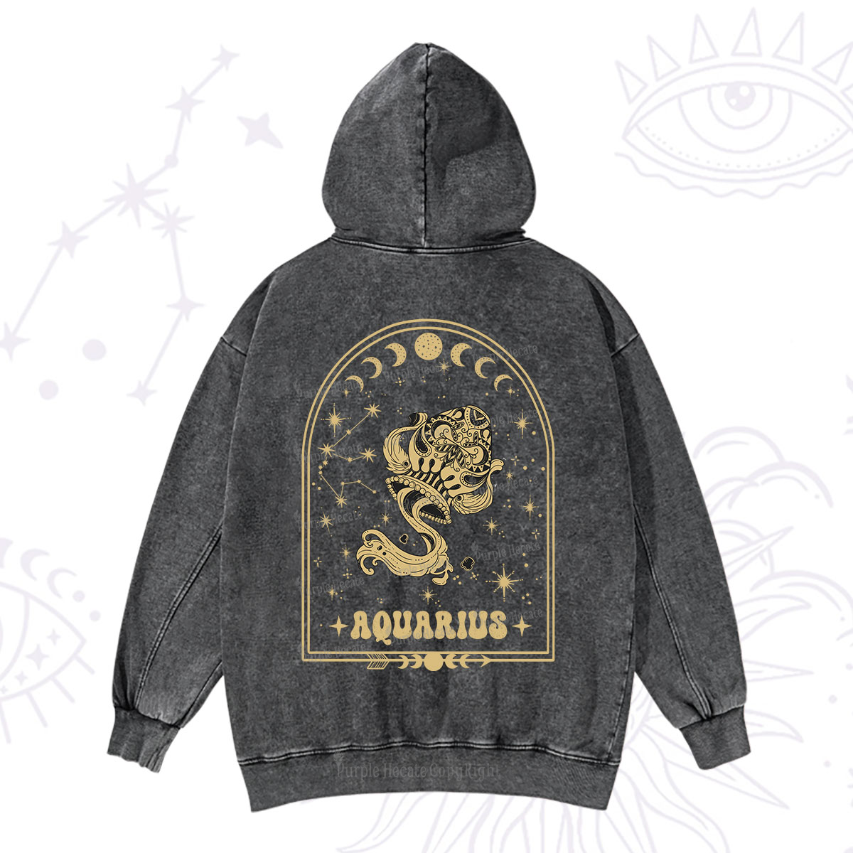 Purplehecate Zodiac Aquarius Under the Stars Washed Hoodie