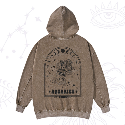 Purplehecate Zodiac Aquarius Under the Stars Washed Hoodie