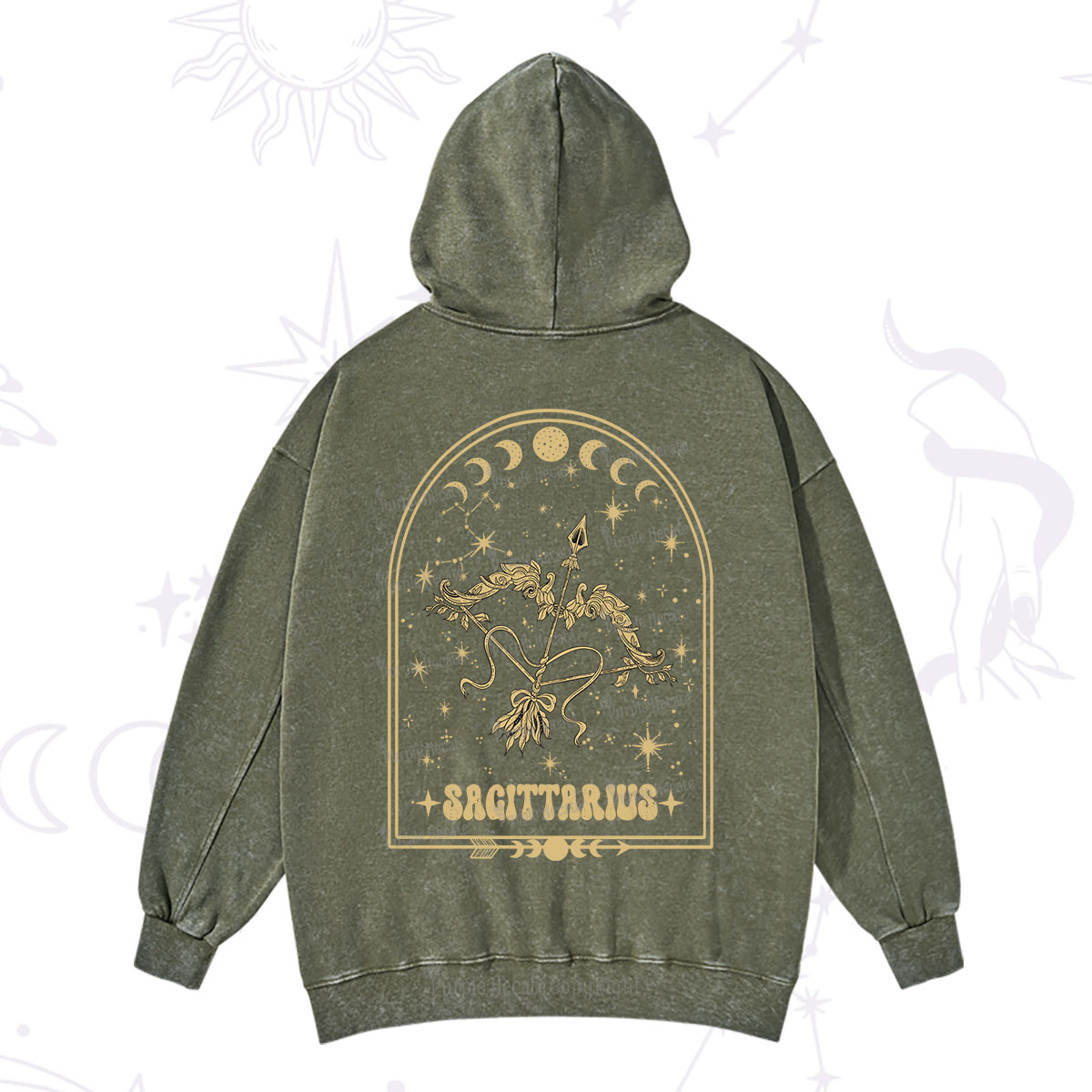 Purplehecate Zodiac Sagittarius Under the Stars Washed Hoodie