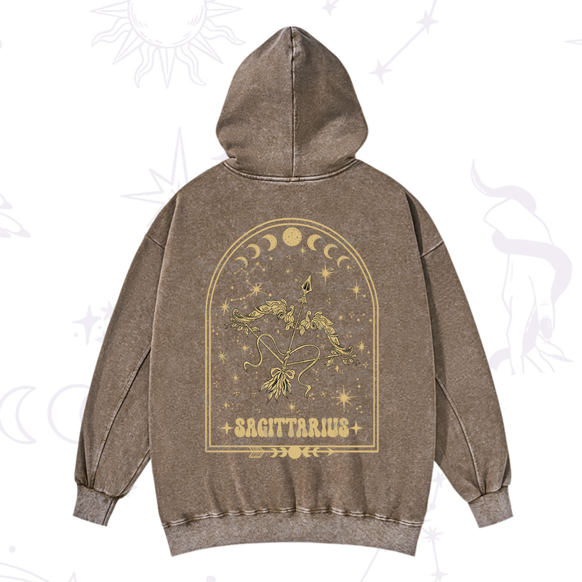 Purplehecate Zodiac Sagittarius Under the Stars Washed Hoodie