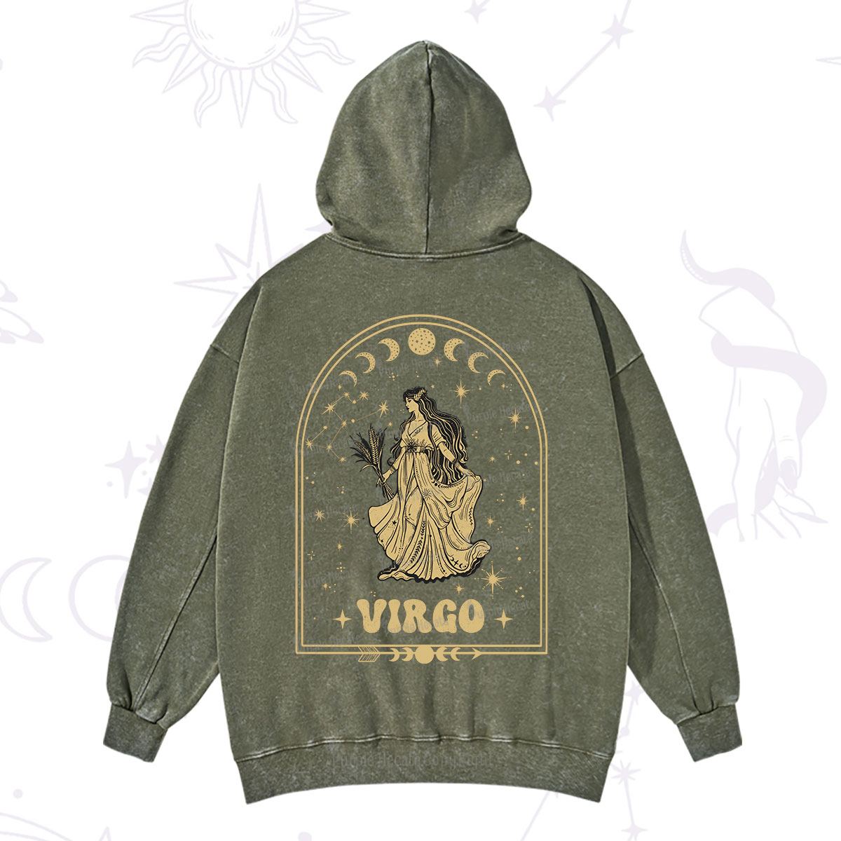 Purplehecate Zodiac Virgo Under the Stars Washed Hoodie