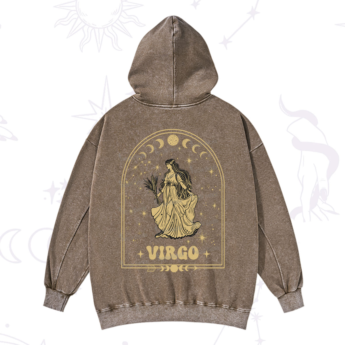 Purplehecate Zodiac Virgo Under the Stars Washed Hoodie