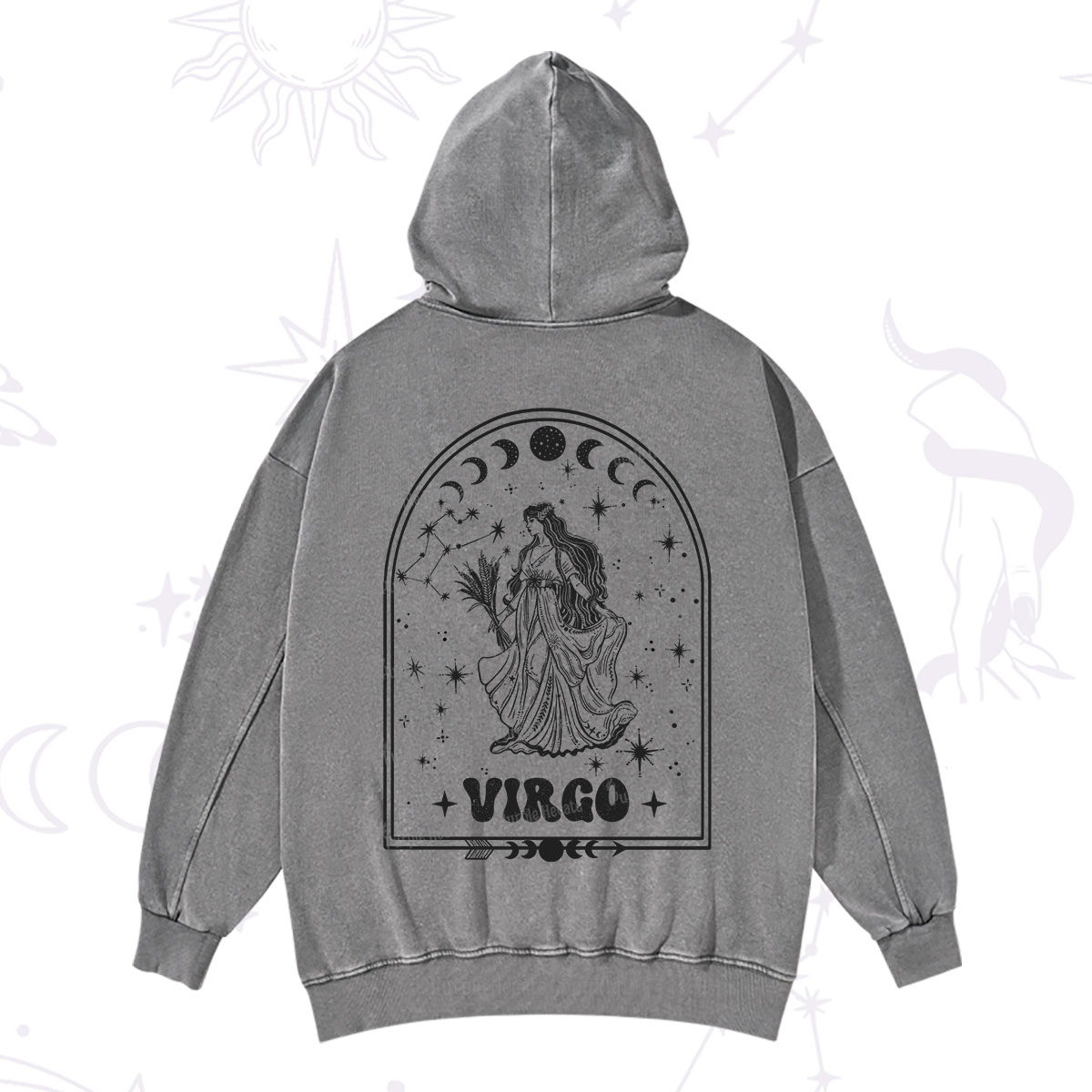 Purplehecate Zodiac Virgo Under the Stars Washed Hoodie