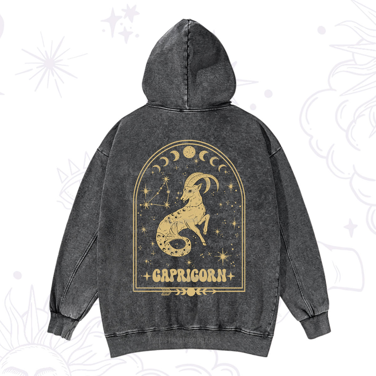 Purplehecate Zodiac Capricorn Under the Stars Washed Hoodie