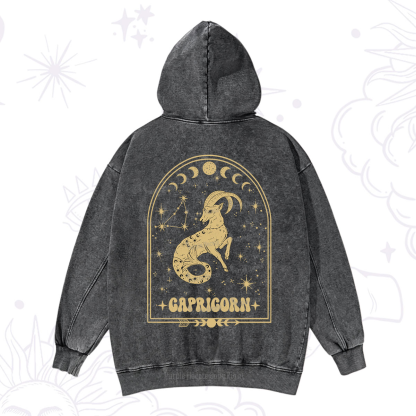 Purplehecate Zodiac Capricorn Under the Stars Washed Hoodie