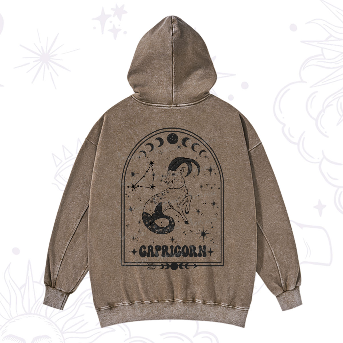 Purplehecate Zodiac Capricorn Under the Stars Washed Hoodie