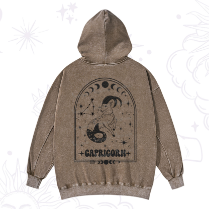 Purplehecate Zodiac Capricorn Under the Stars Washed Hoodie