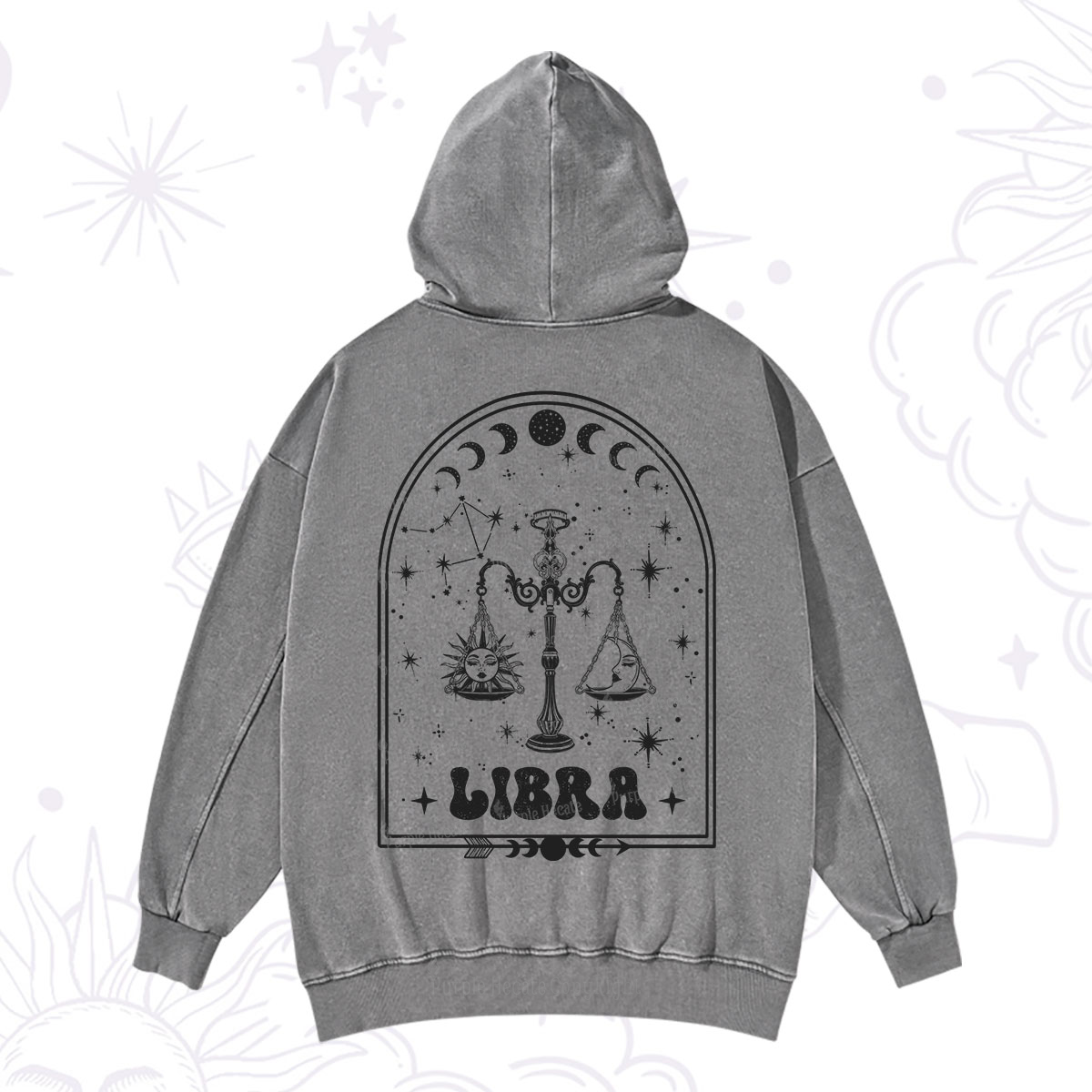 Purplehecate Zodiac Libra Under the Stars Washed Hoodie