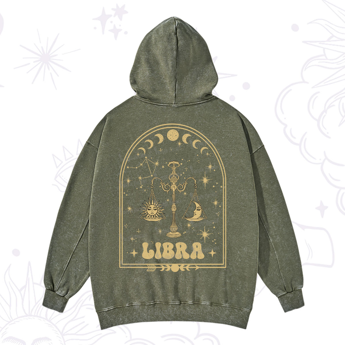 Purplehecate Zodiac Libra Under the Stars Washed Hoodie