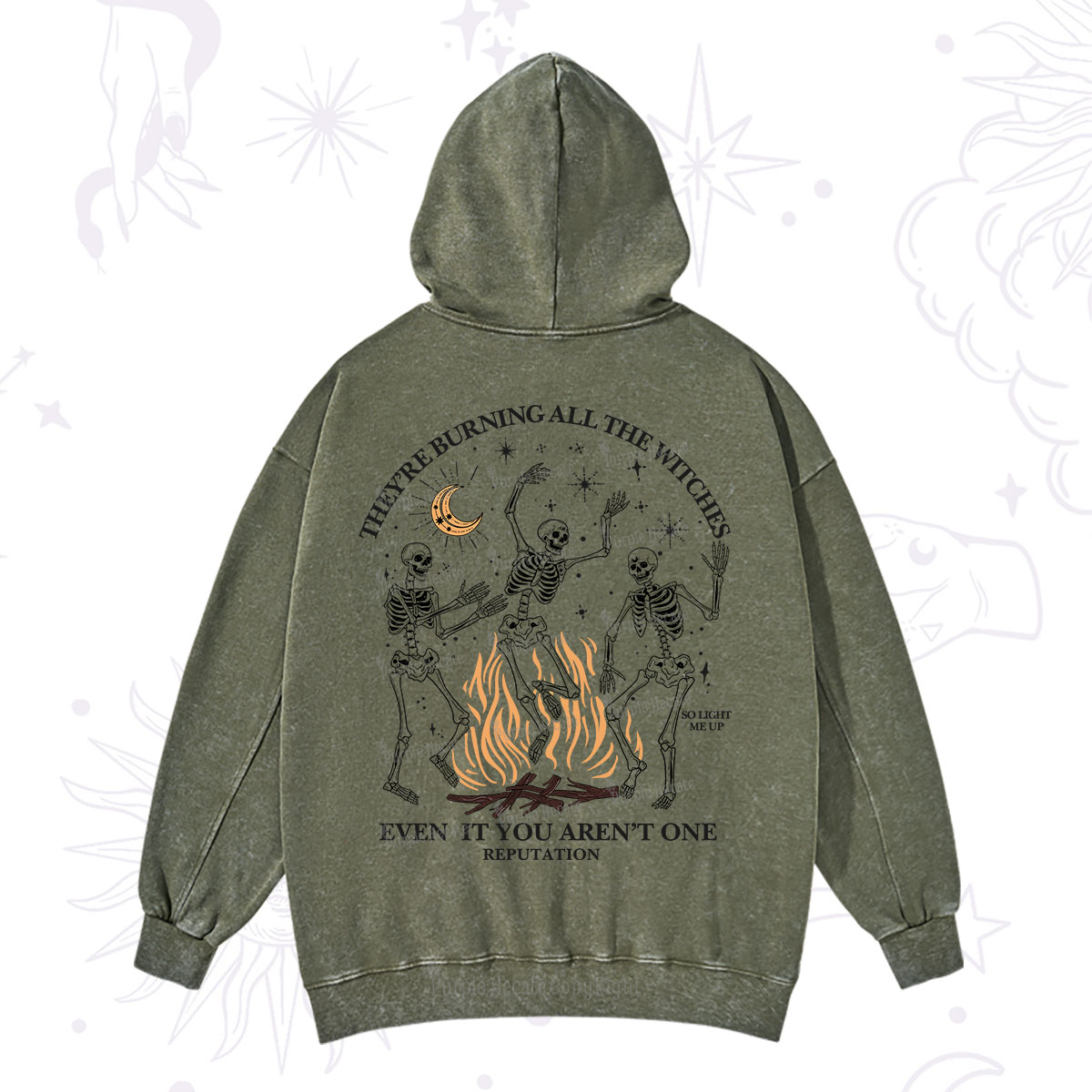 Purplehecate They're Burning All The Witches Even If You Aren't One Washed Hoodie
