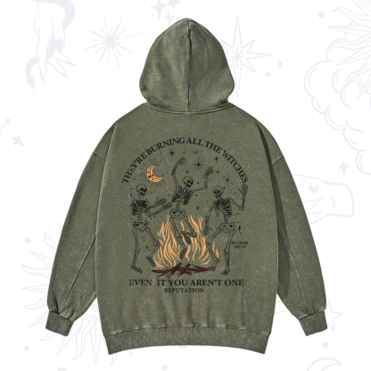 Purplehecate They're Burning All The Witches Even If You Aren't One Washed Hoodie