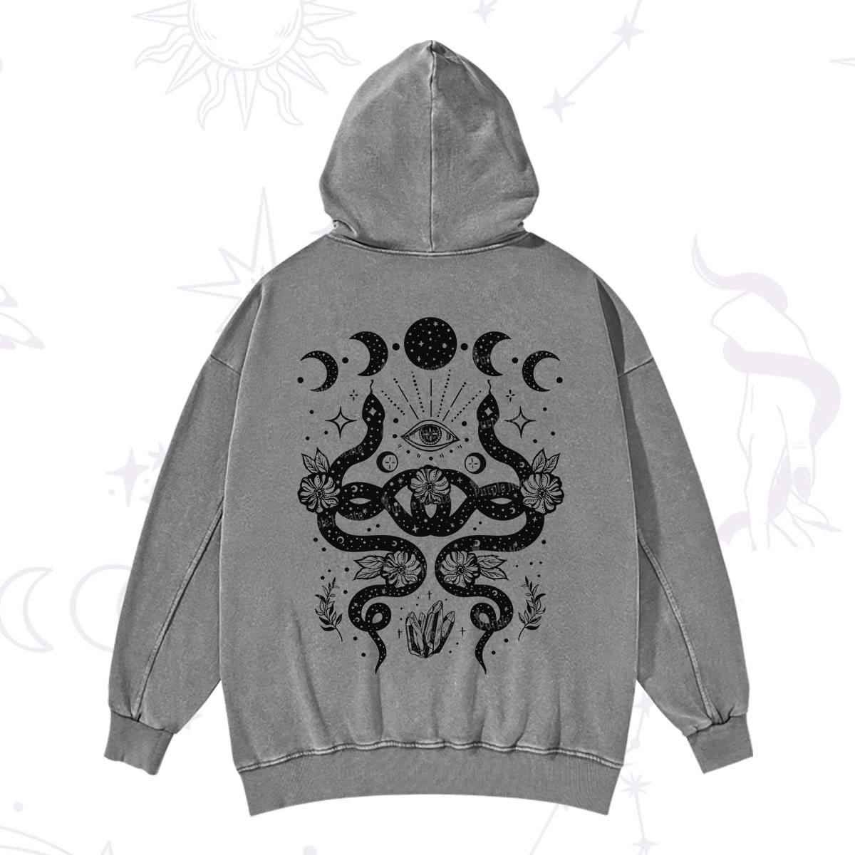 Purplehecate Lunar Serpent Alchemy Washed Hoodie