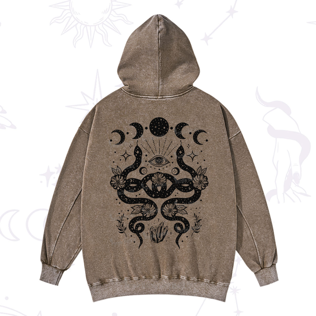 Purplehecate Lunar Serpent Alchemy Washed Hoodie