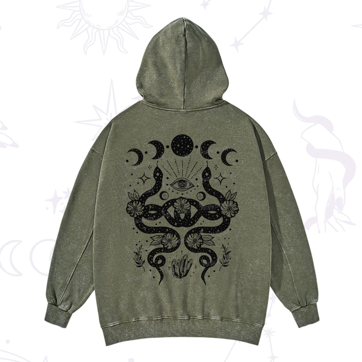 Purplehecate Lunar Serpent Alchemy Washed Hoodie