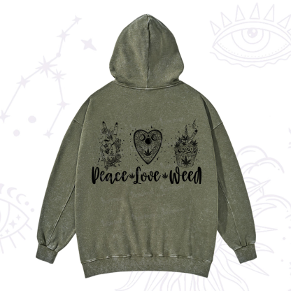 Purplehecate Peace Love Weed Washed Hoodie