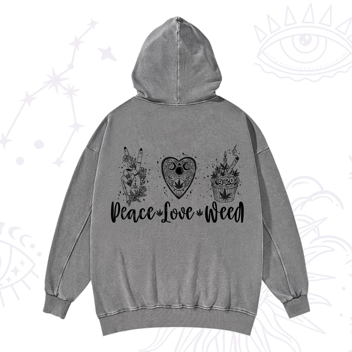 Purplehecate Peace Love Weed Washed Hoodie