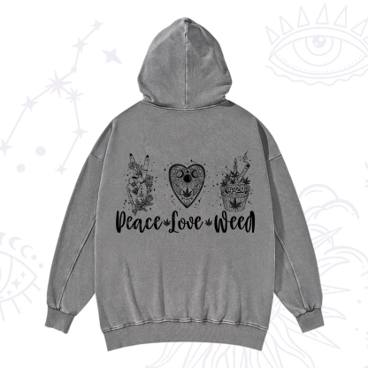 Purplehecate Peace Love Weed Washed Hoodie