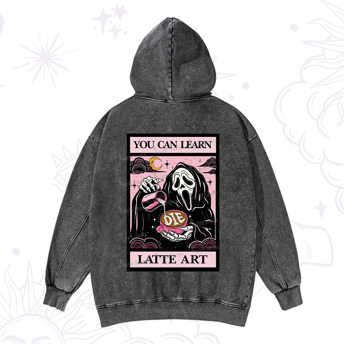 Purplehecate The You Can Learn Latte Art Oracle Card Washed Hoodie