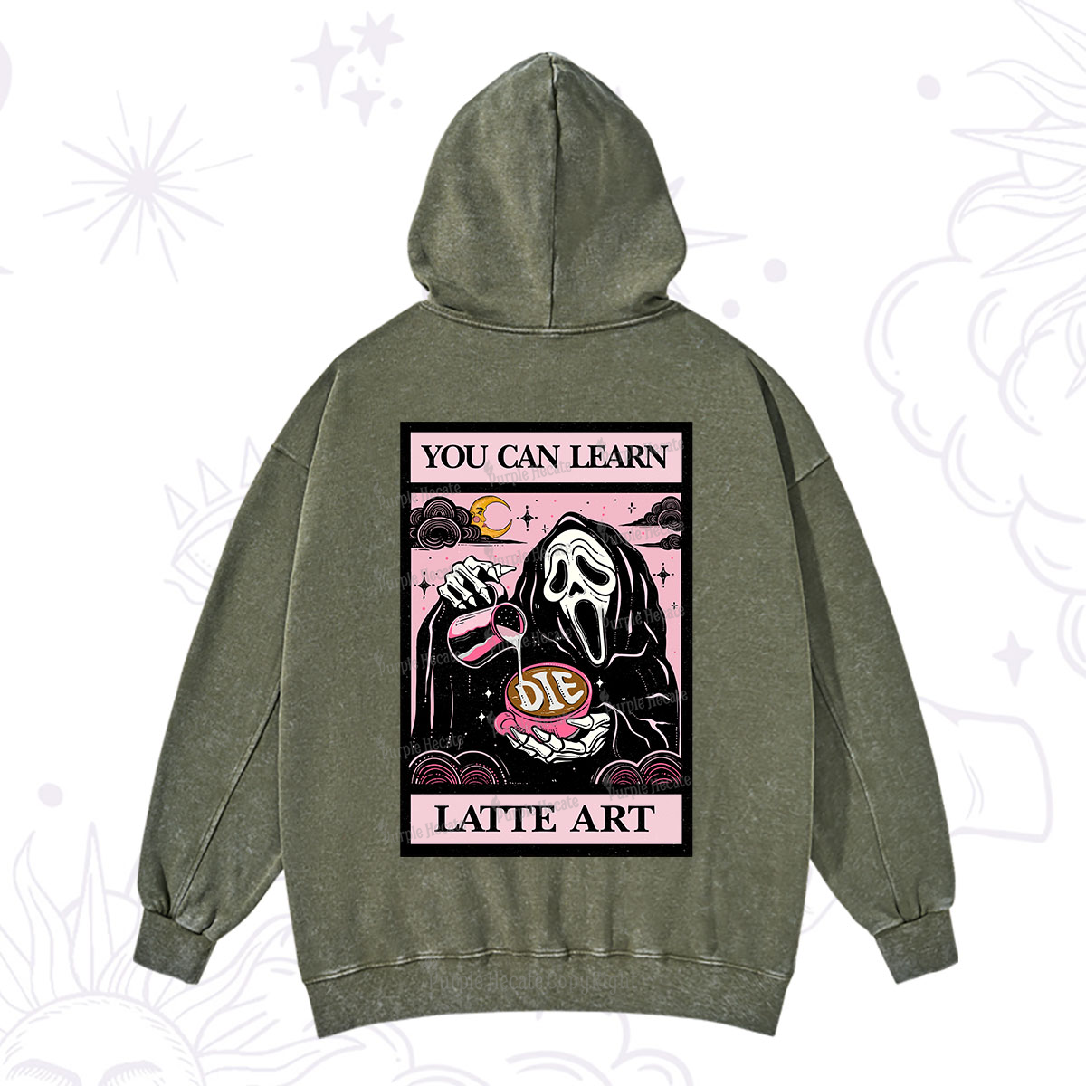 Purplehecate The You Can Learn Latte Art Oracle Card Washed Hoodie