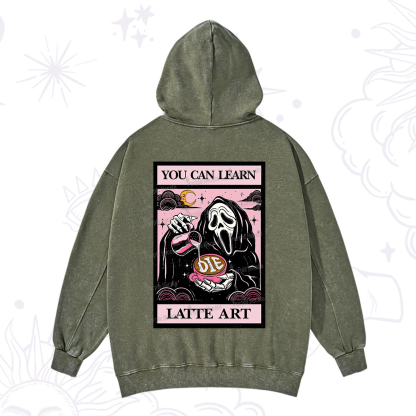 Purplehecate The You Can Learn Latte Art Oracle Card Washed Hoodie