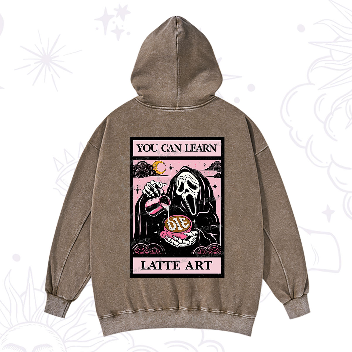 Purplehecate The You Can Learn Latte Art Oracle Card Washed Hoodie