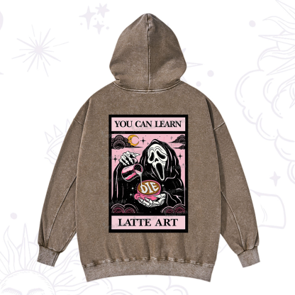Purplehecate The You Can Learn Latte Art Oracle Card Washed Hoodie
