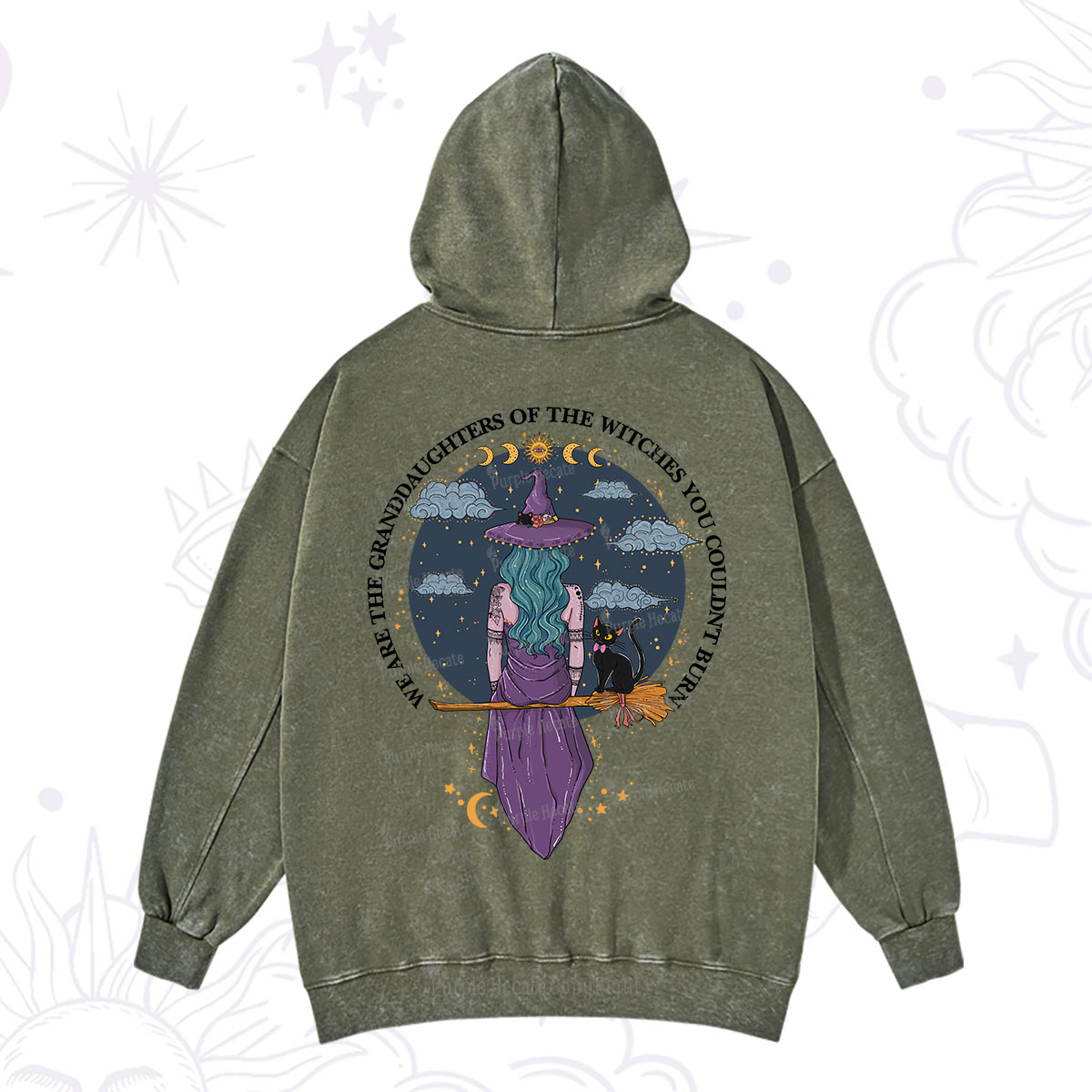 Purplehecate We Are the Granddaughters of the Witches You Could Not Burn Washed Hoodie