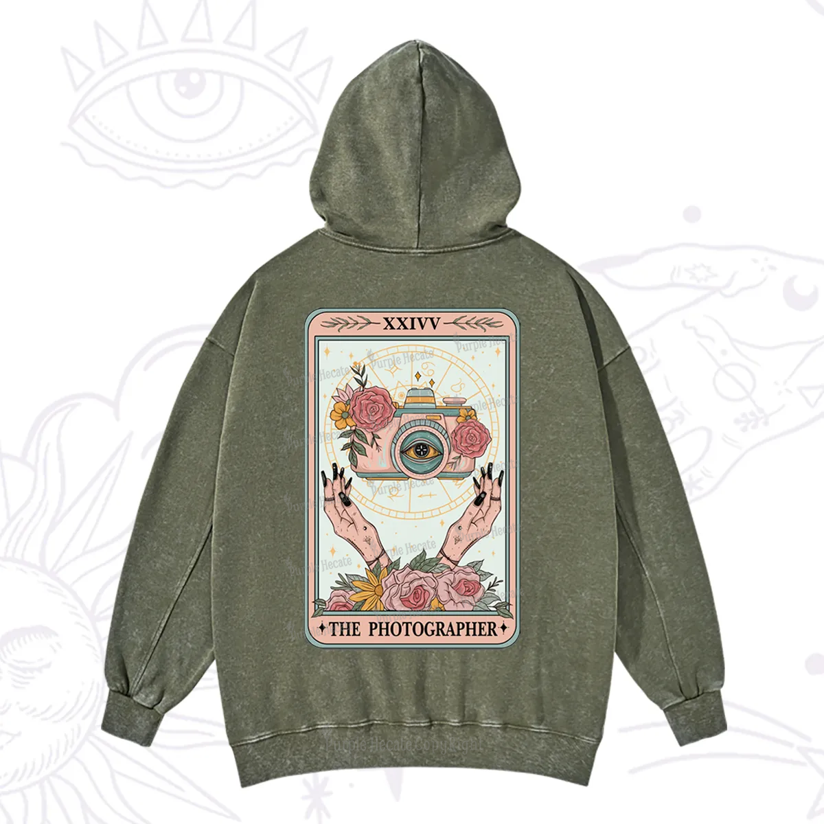 Purplehecate The Photographter Tarot Washed Hoodie