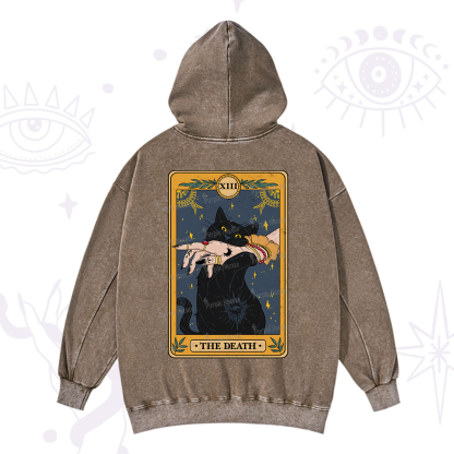 Purplehecate The Death Card Tarot Cat Washed Hoodie