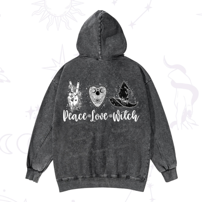 Purplehecate Peace Love Witch Washed Hoodie