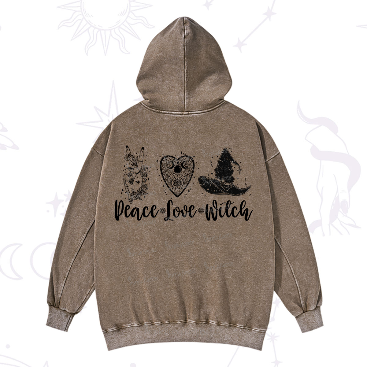 Purplehecate Peace Love Witch Washed Hoodie