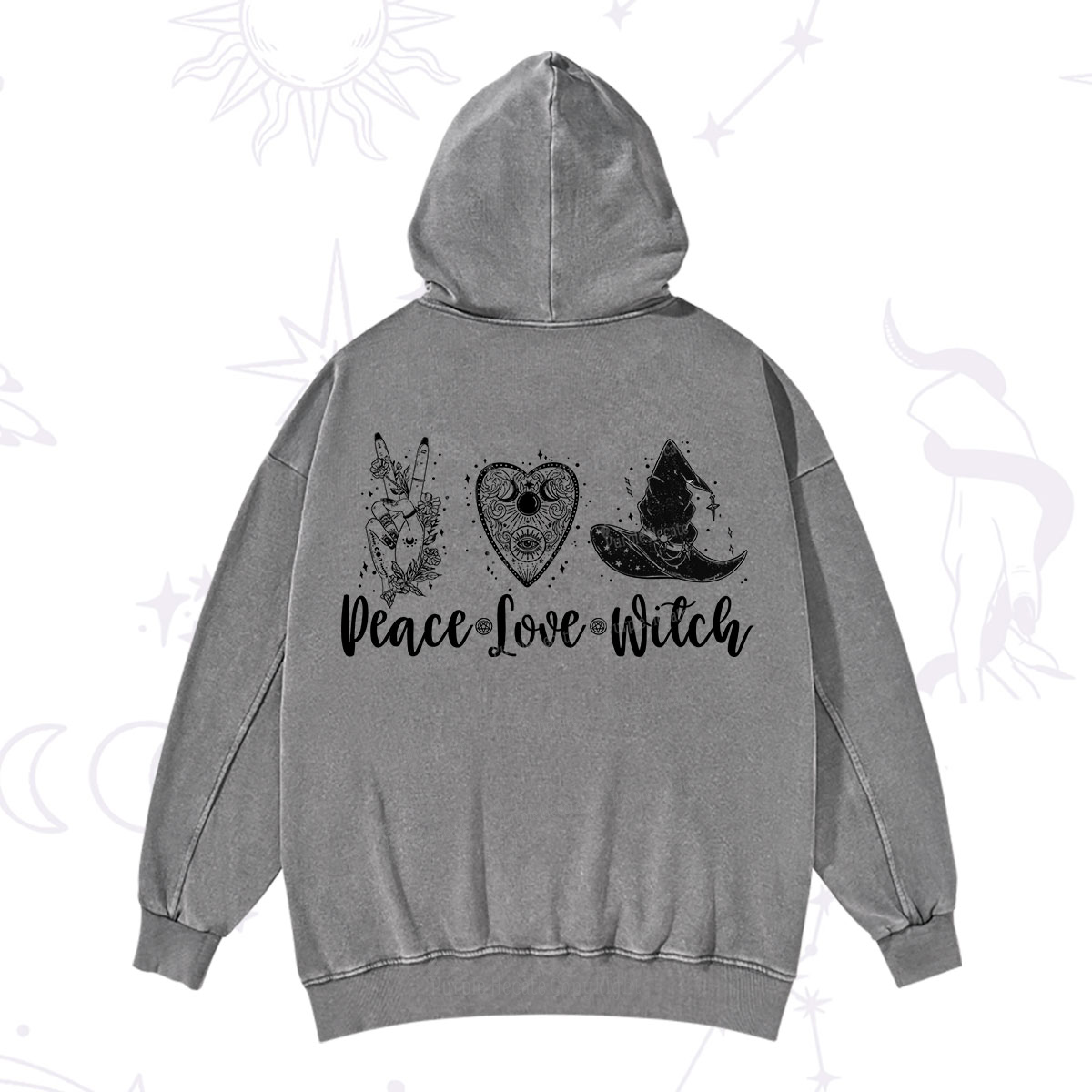 Purplehecate Peace Love Witch Washed Hoodie