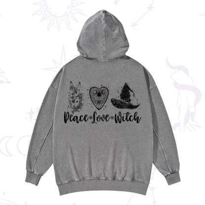 Purplehecate Peace Love Witch Washed Hoodie