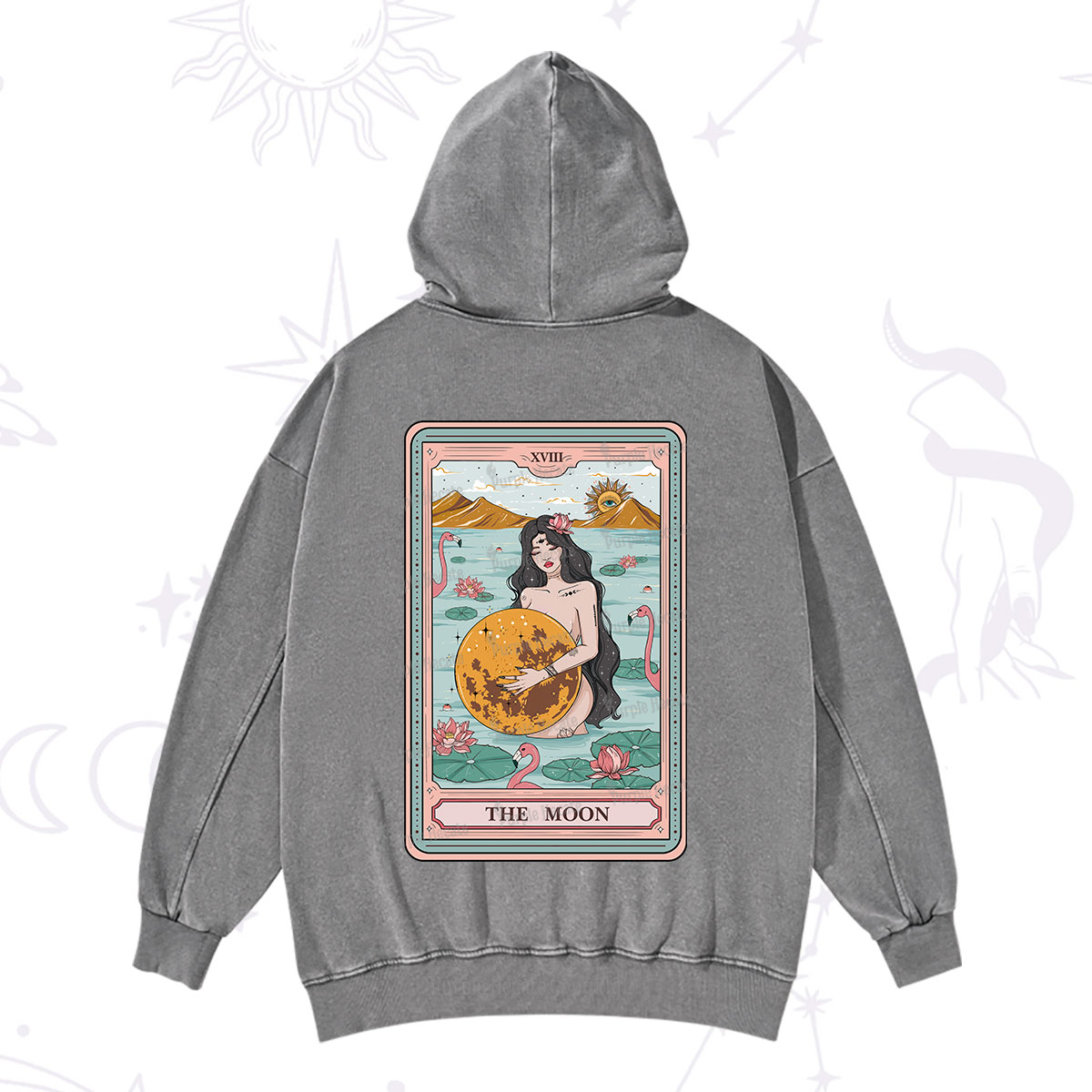 Purplehecate The Moon Goddess Tarot Washed Hoodie