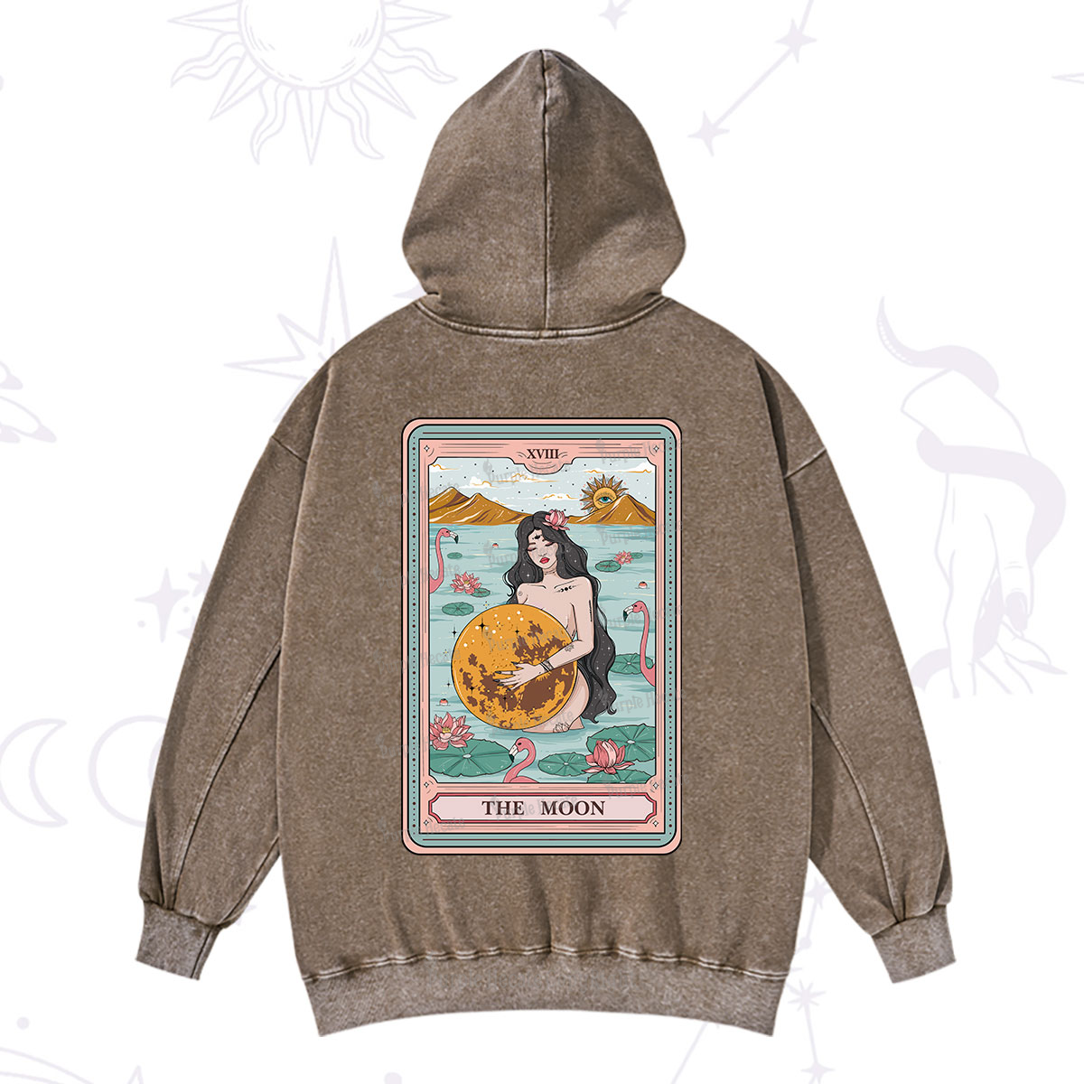 Purplehecate The Moon Goddess Tarot Washed Hoodie