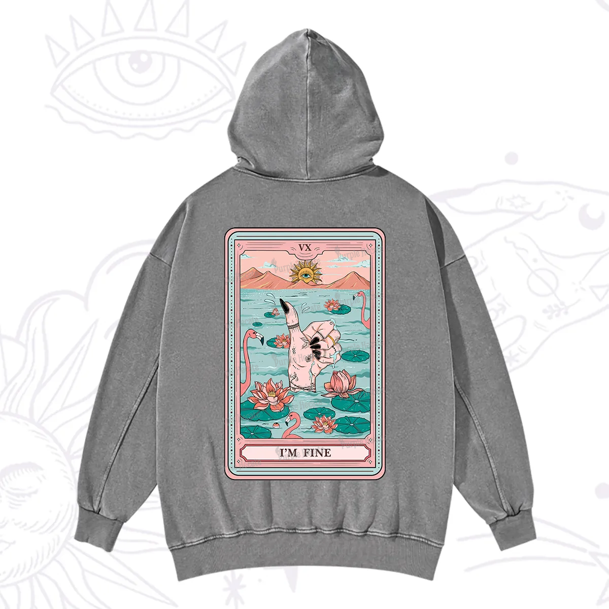 Purplehecate The I'm Fine Tarot Washed Hoodie