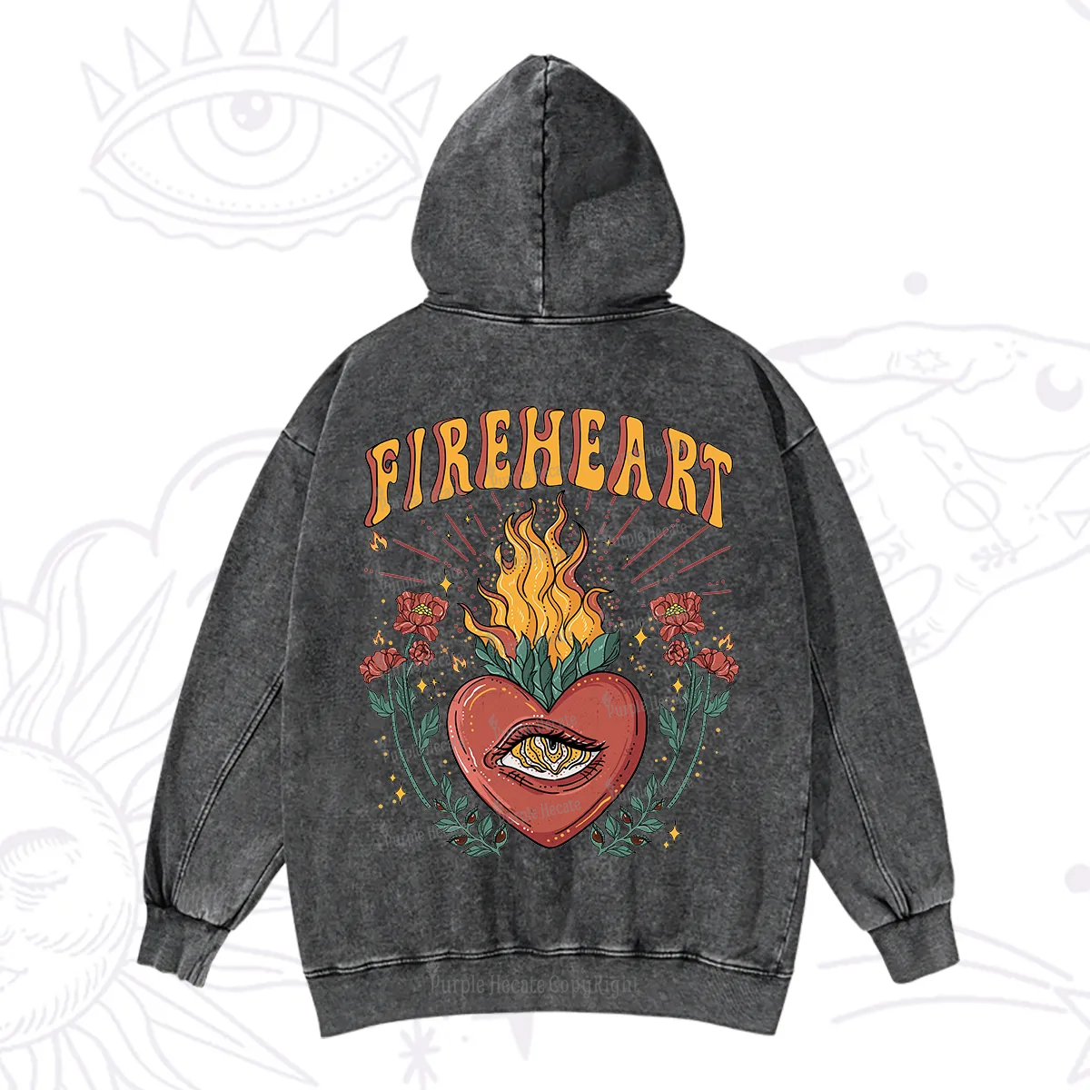 Purplehecate Fireheart Washed Hoodie