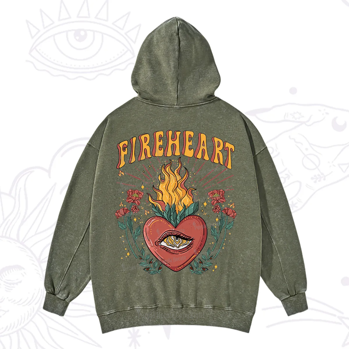 Purplehecate Fireheart Washed Hoodie