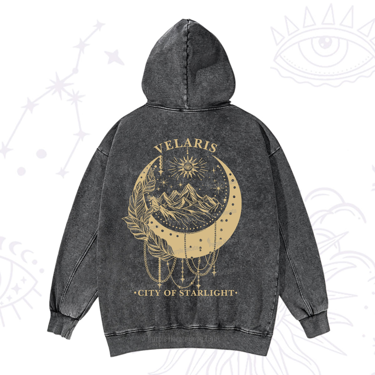 Purplehecate Moonlit Peaks of Starlight Washed Hoodie