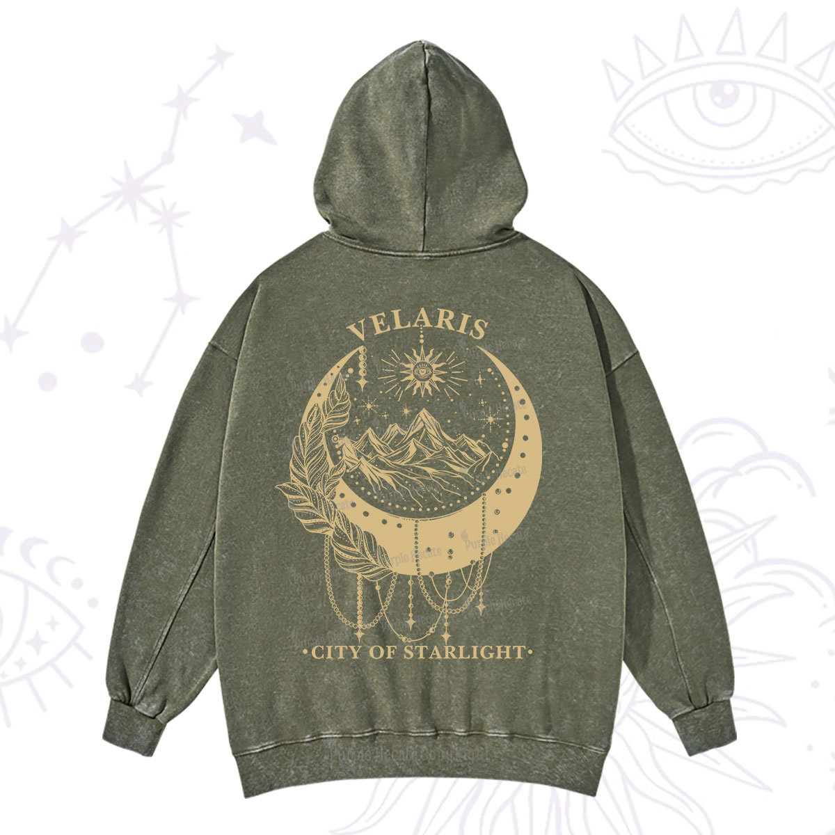 Purplehecate Moonlit Peaks of Starlight Washed Hoodie