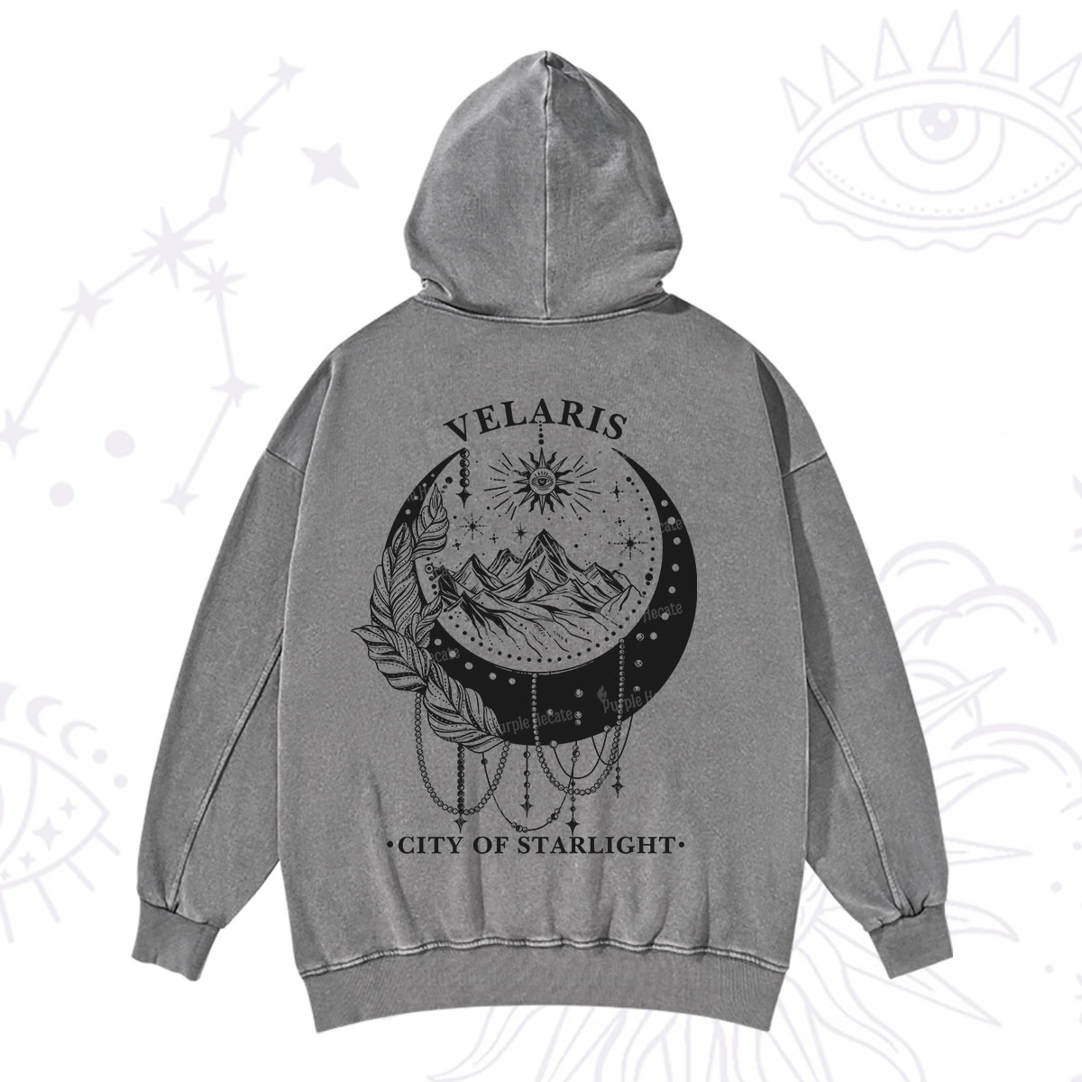 Purplehecate Moonlit Peaks of Starlight Washed Hoodie