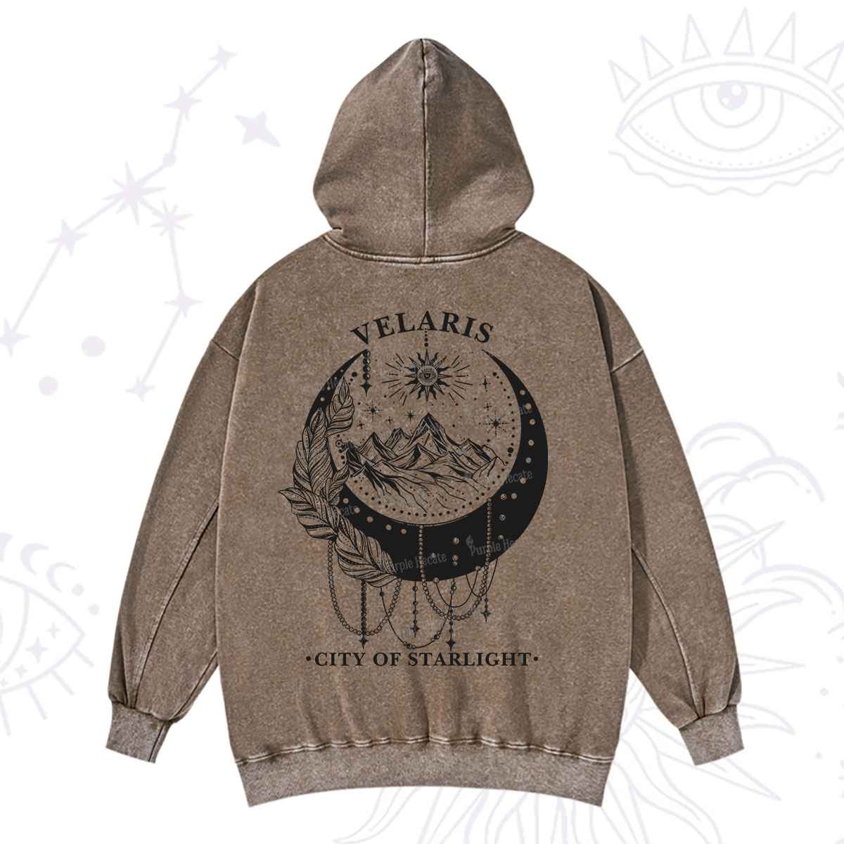 Purplehecate Moonlit Peaks of Starlight Washed Hoodie