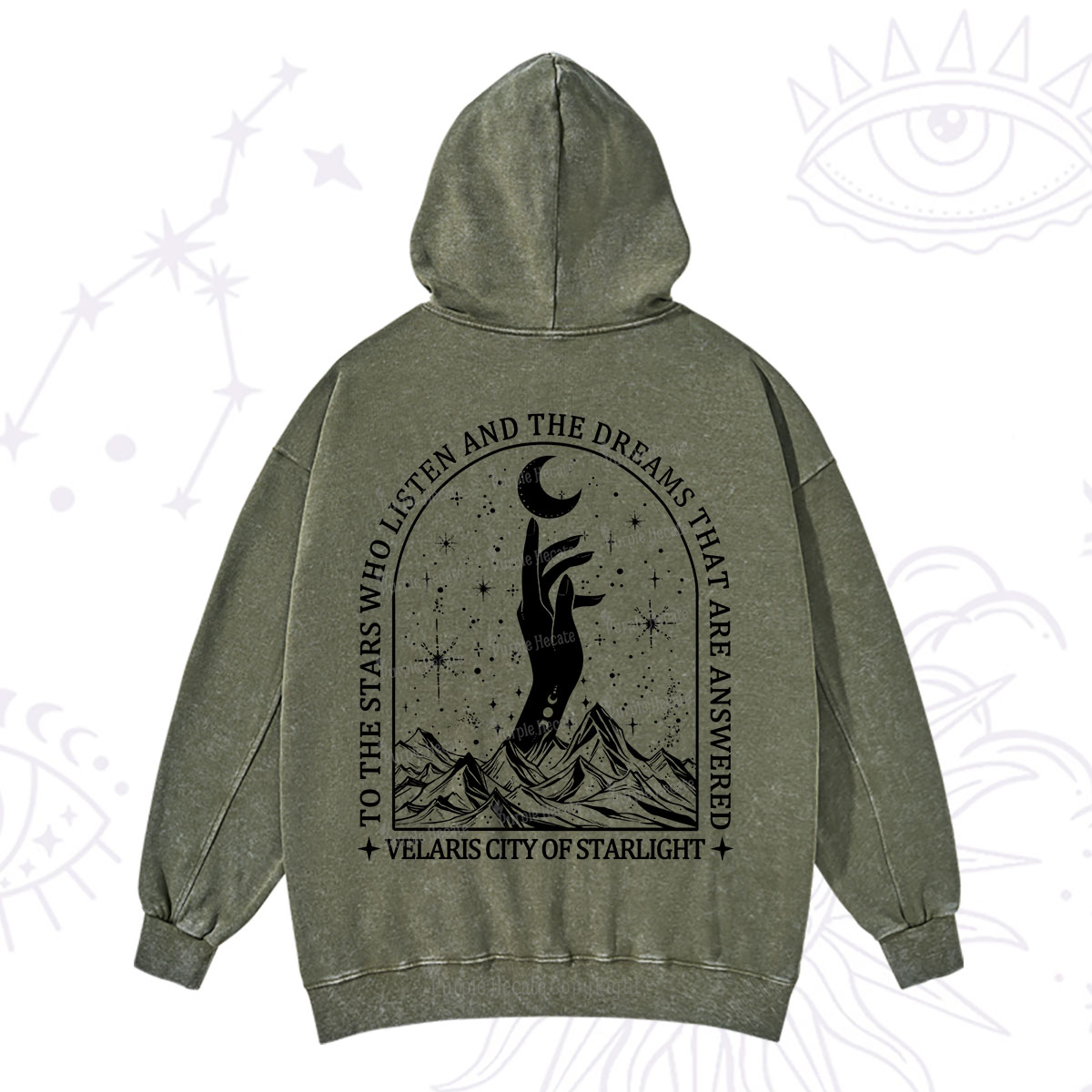 Purplehecate To The Stars Who Listen And The Dreams That Are Answered Washed Hoodie