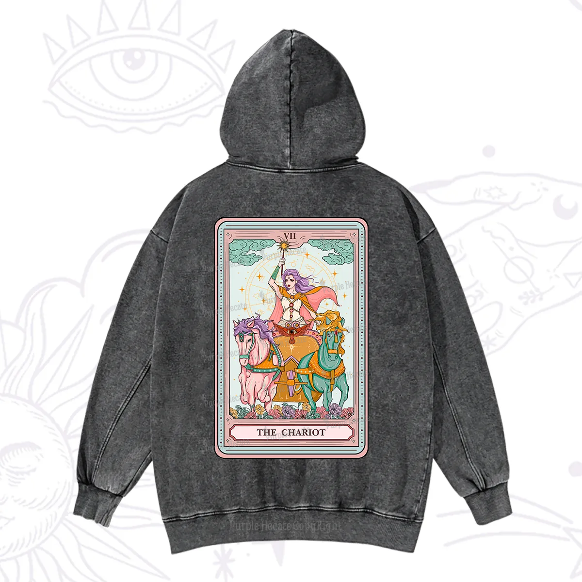 Purplehecate The Chariot Tarot Washed Hoodie
