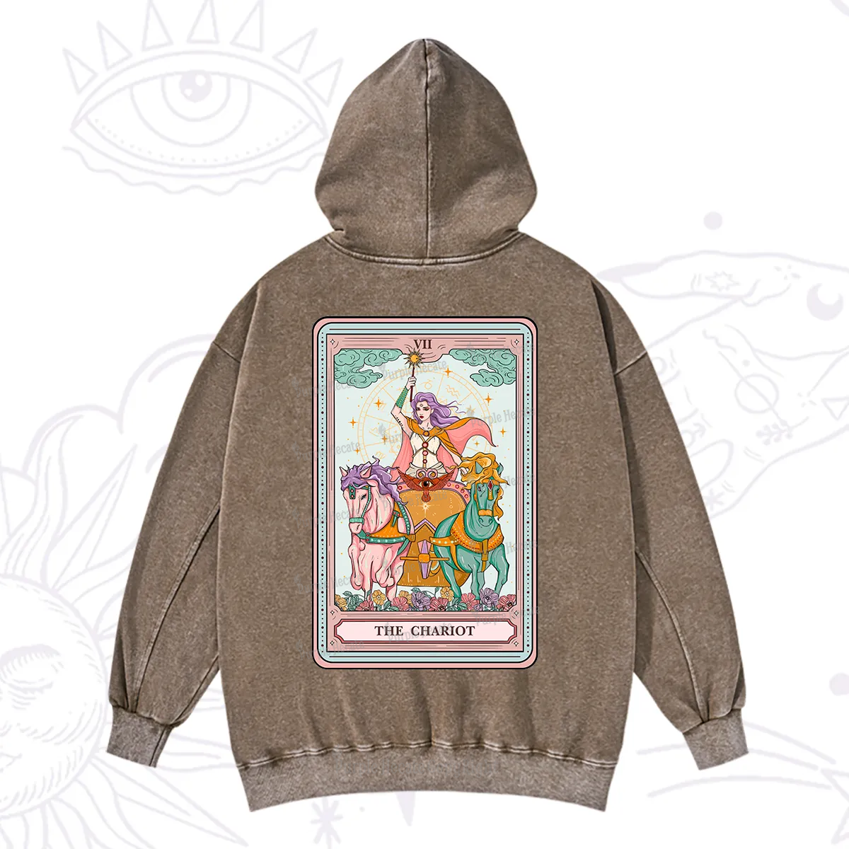 Purplehecate The Chariot Tarot Washed Hoodie