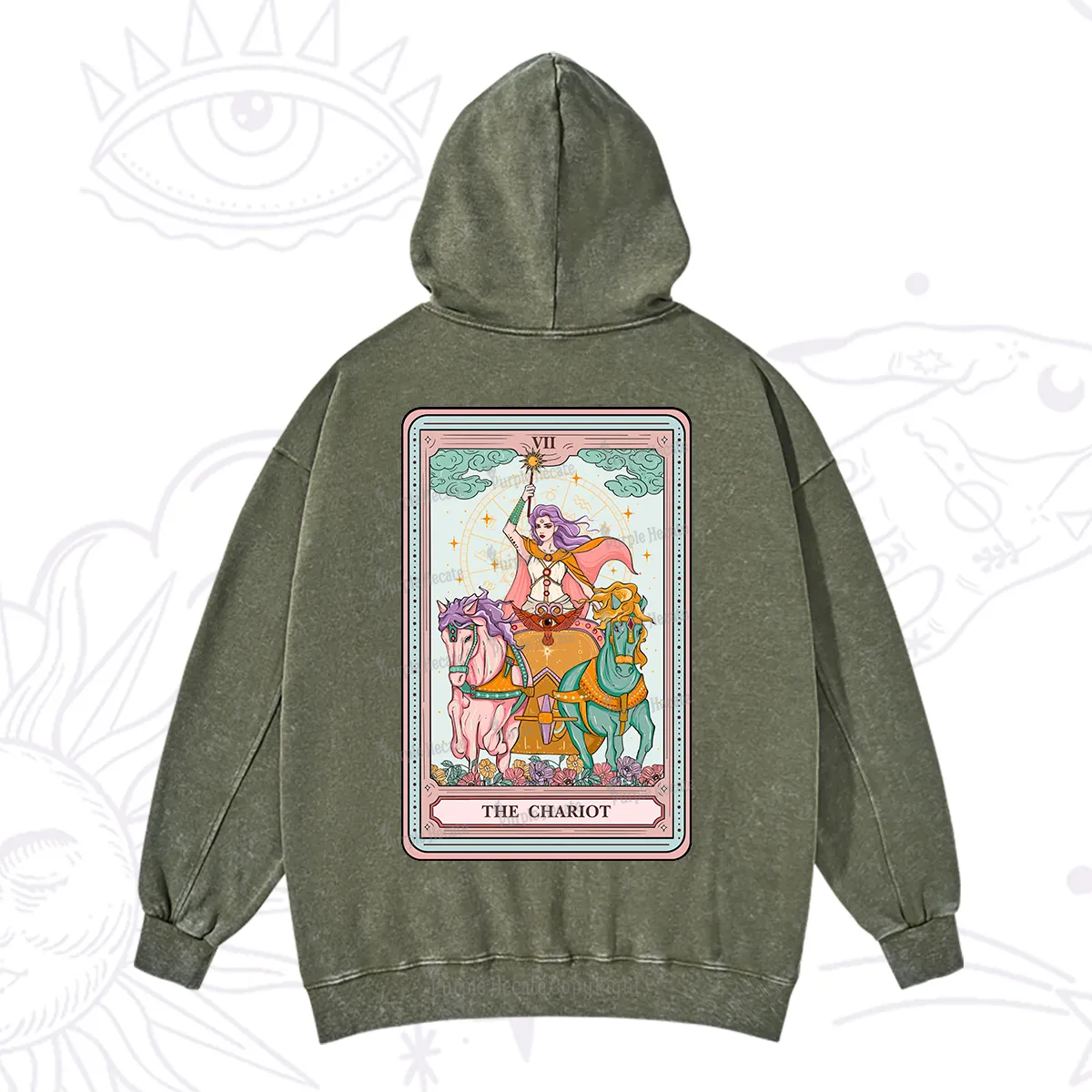 Purplehecate The Chariot Tarot Washed Hoodie